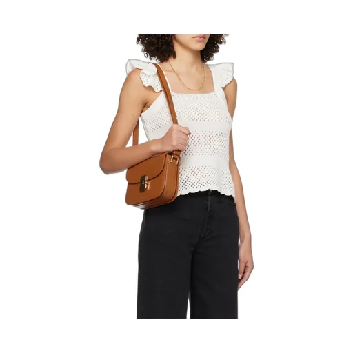 Ruffle-Detailed Open-Knit Top