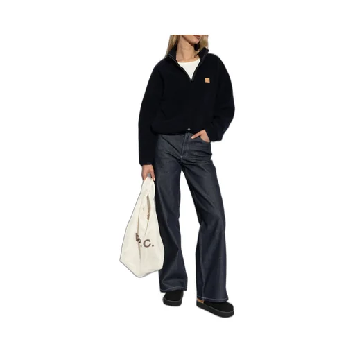 High-Neck Logo Patch Fleece Sweatshirt
