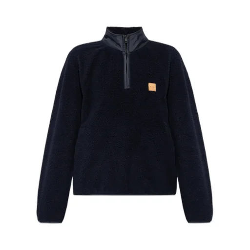 High-Neck Logo Patch Fleece Sweatshirt