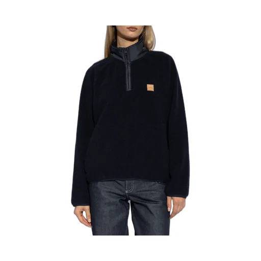High-Neck Logo Patch Fleece Sweatshirt