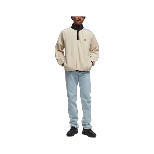 High-Neck Logo Patch Fleece Sweatshirt