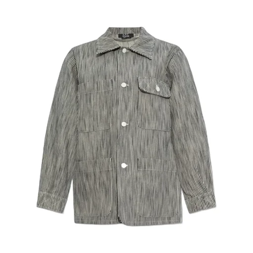 Striped Pattern Shirt Jacket