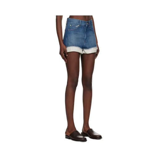 Layered Mid-Rise Denim Shorts