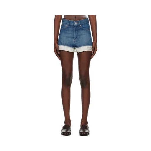 Layered Mid-Rise Denim Shorts