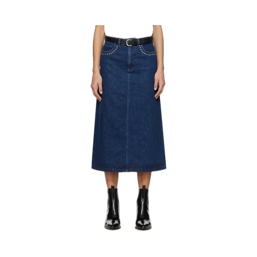 A-Line Denim Midi Skirt