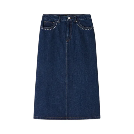 A-Line Denim Midi Skirt