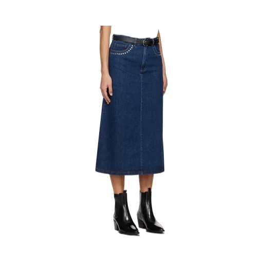 A-Line Denim Midi Skirt