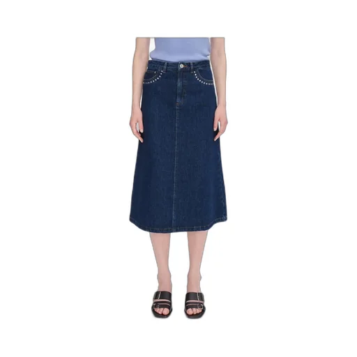 A-Line Denim Midi Skirt