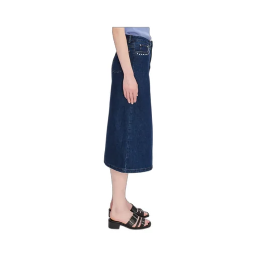 A-Line Denim Midi Skirt