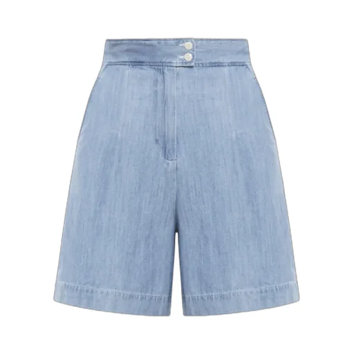 Pleated Denim Shorts