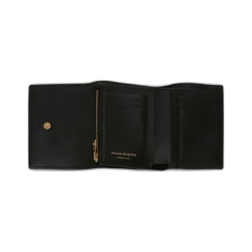 Skull-Charm Embossed Tri-Fold Wallet