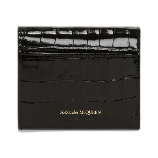 Skull-Charm Embossed Tri-Fold Wallet