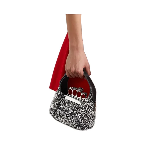Chain-Linked Mini Jewelled Hobo Bag