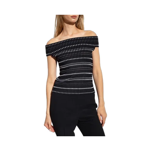 Graphic Printed Denuded Shoulders Top