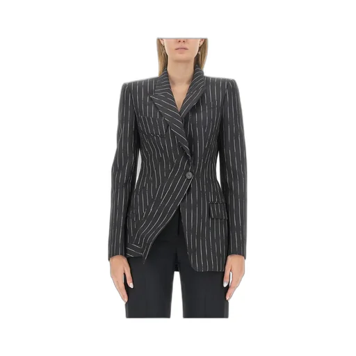 Asymmetric Stripe Detailed Blazer