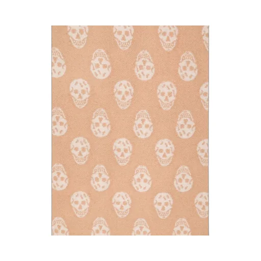 Skull-Intarsia Knitted Fringed Scarf