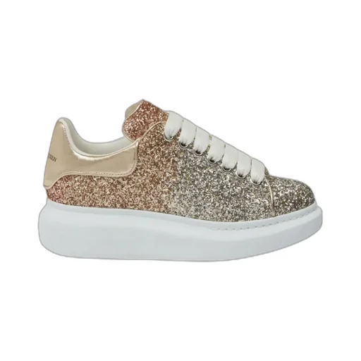 Oversized Glitter Chunky Lace-Up Sneakers