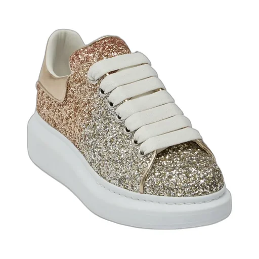 Oversized Glitter Chunky Lace-Up Sneakers