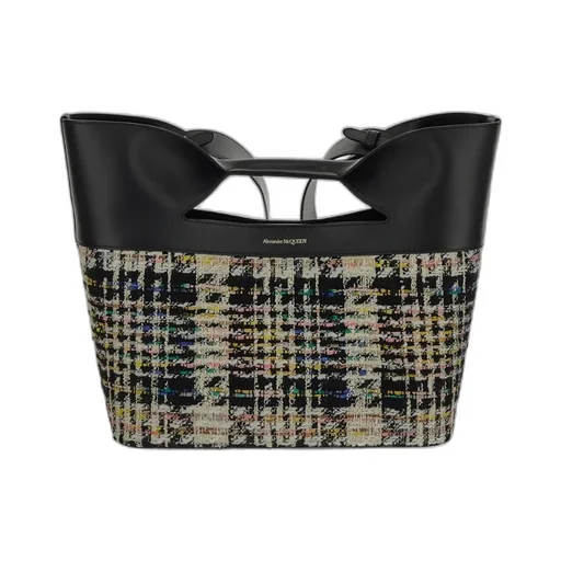 Logo Detailed Checked Tote Bag