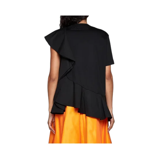 Asymmetric Ruffled Crewneck Top