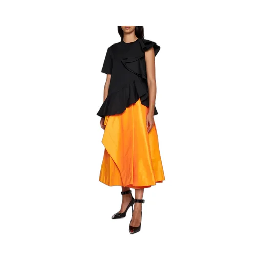 Asymmetric Ruffled Crewneck Top