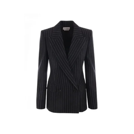 Striped Double-Breasted Tailored Blazer