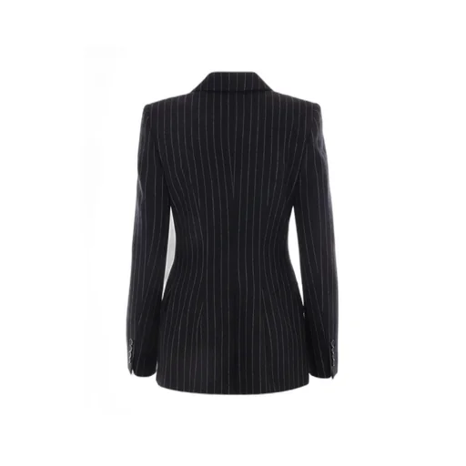 Striped Double-Breasted Tailored Blazer