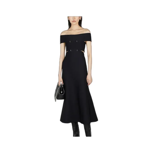 Off-Shoulder A-Line Midi Dress