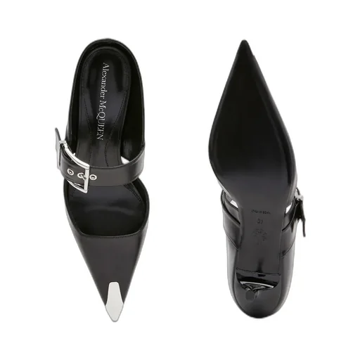 Punk Buckle Pointed Toe Mules