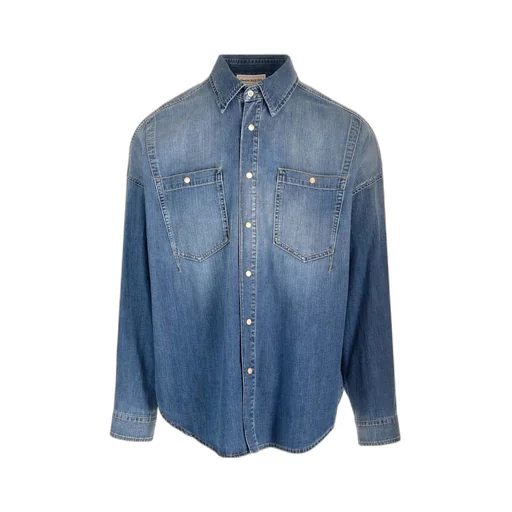 Dart-Detailed Long Sleeved Denim Shirt