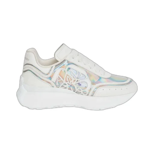 Holographic-Effect Lace-Up Sneakers