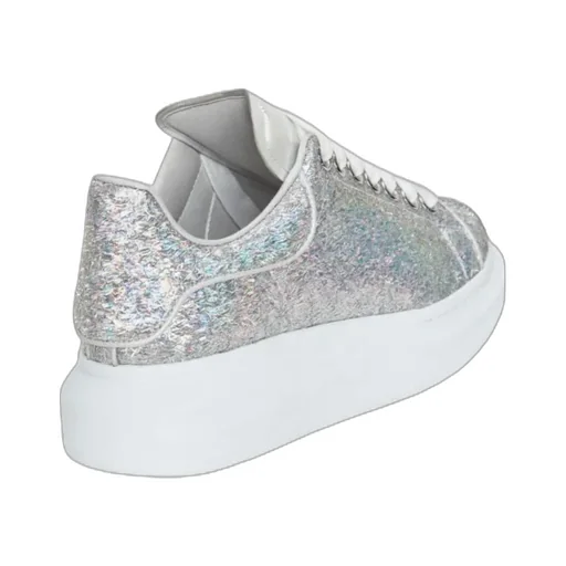 Holographic-Effect Lace-Up Sneakers