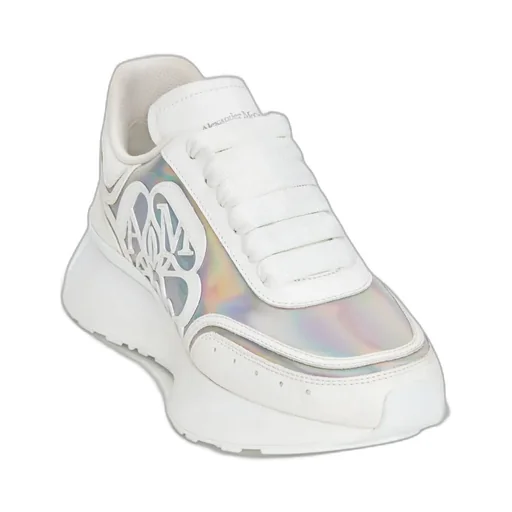 Holographic-Effect Lace-Up Sneakers