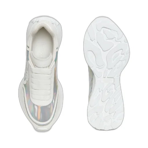 Holographic-Effect Lace-Up Sneakers