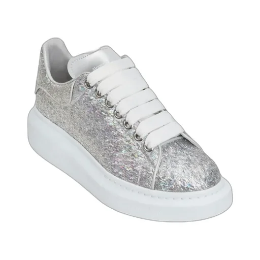 Holographic-Effect Lace-Up Sneakers