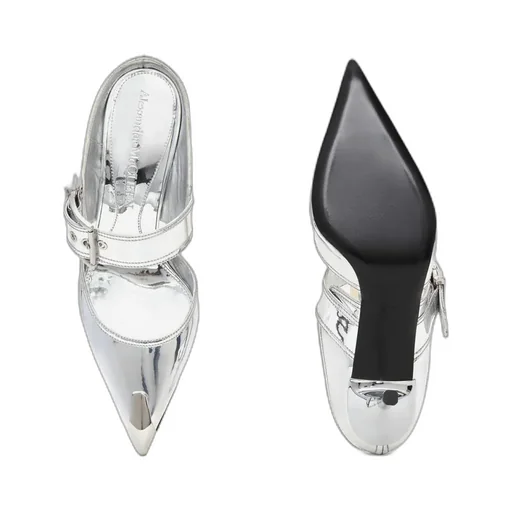 Buckled Strap Heeled Mules