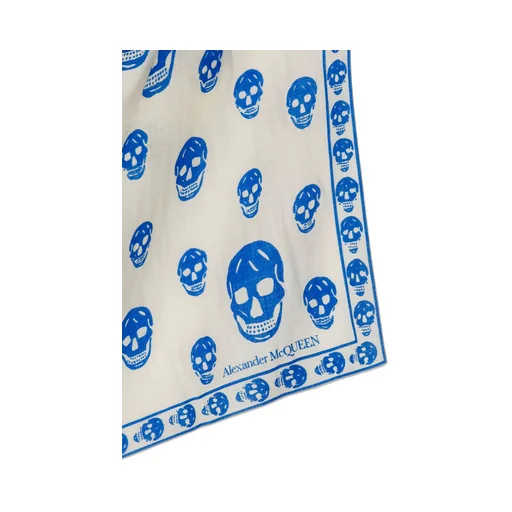 Skull-Printed Fringed Scarf