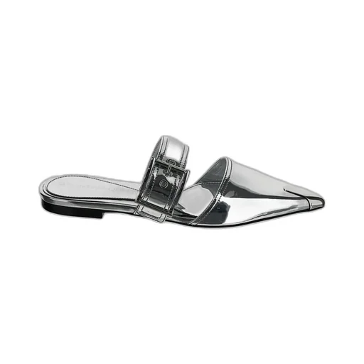 Pointed Toe Buckled Mules