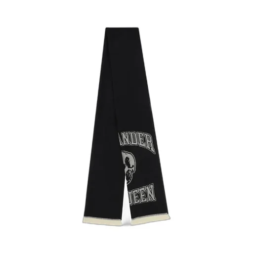 Logo Intarsia Knitted Fringed Scarf