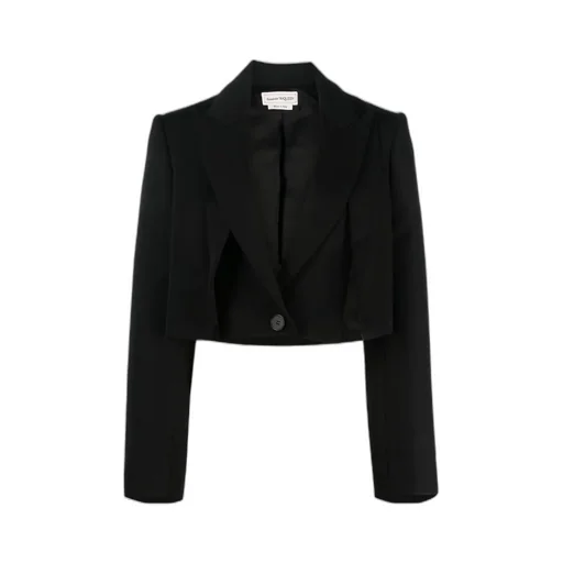 Cropped Knit Tailored Jacket