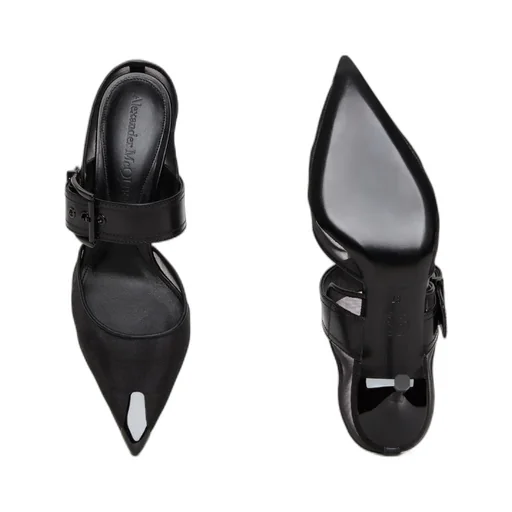 Punk Buckle Pointed-Toe Mules