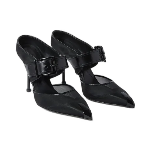 Punk Buckle Heeled Mules