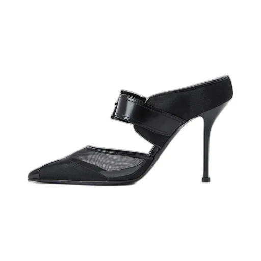 Punk Buckle Heeled Mules