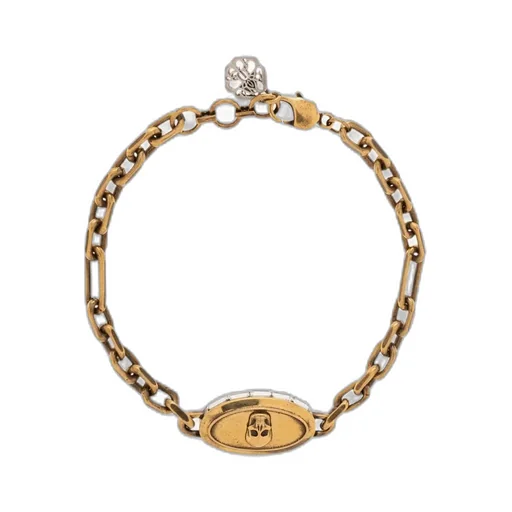Skull Charm Cuban-Link Chain Bracelet