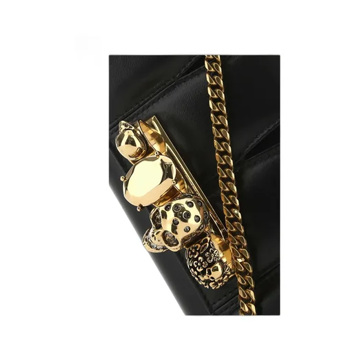 Embellished Skull Chained Clutch Bag