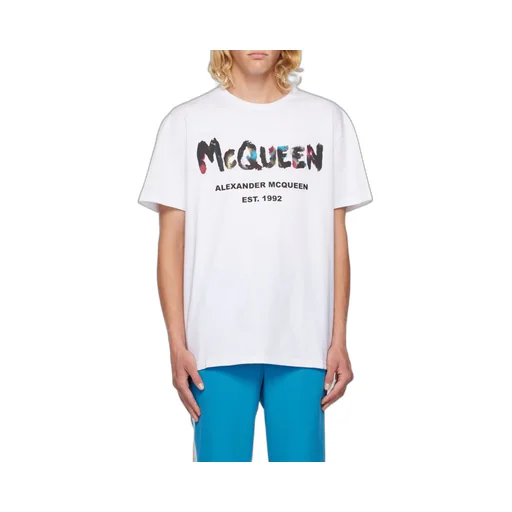 Watercolour Graffiti Logo Printed Crewneck T-Shirt