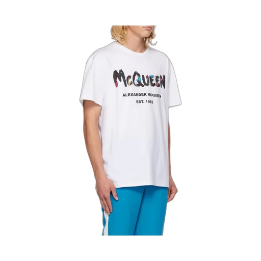 Watercolour Graffiti Logo Printed Crewneck T-Shirt