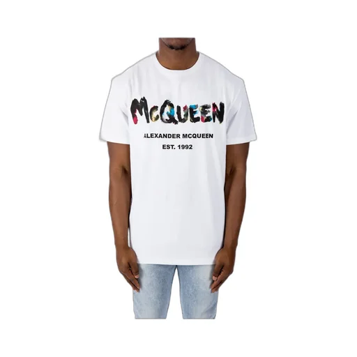 Watercolour Graffiti Logo Printed Crewneck T-Shirt