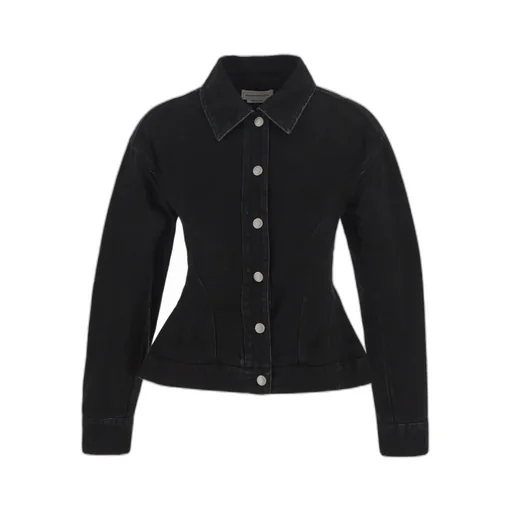 Button Up Peplum Denim Jacket