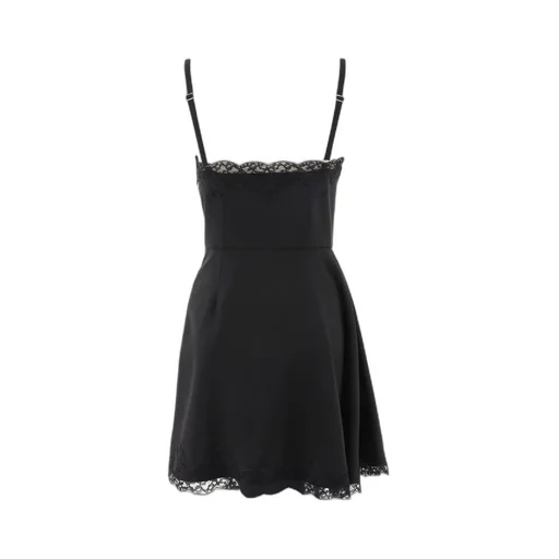 Lace-Trim Asymmetric Mini Dress